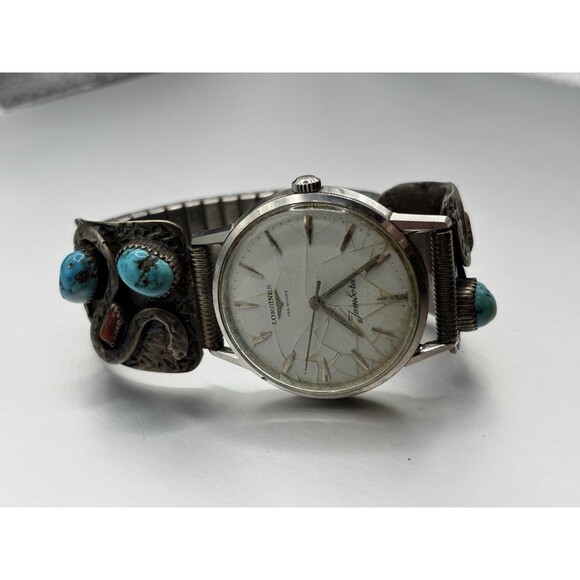 Vintage Longines Jamboree Watch Turquoise Cuff Southwestern Bracelet Unisex main image 4